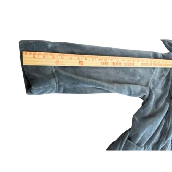 "ALEXANDER DEL ROSSA" women's PLUSH Gray Robe Belted Hooded Spa SZ L Pockets - Picture 7 of 9